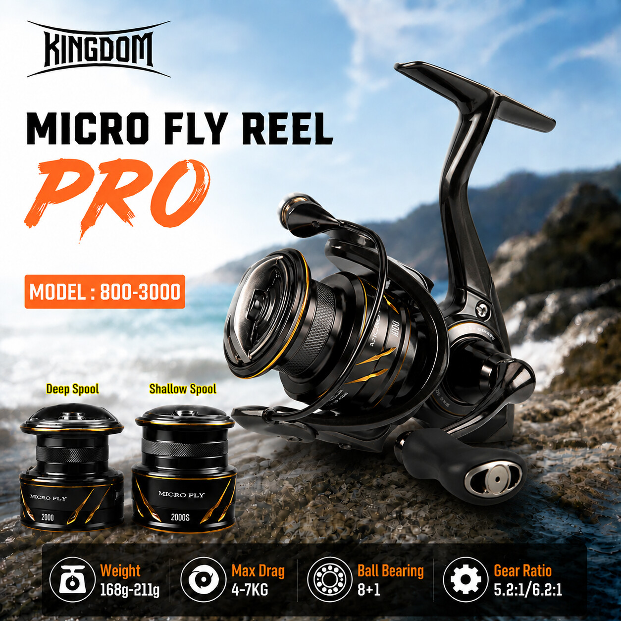 Kingdom Micro Fly Pro Fishing  - огляд і ціна Kastking Reel Zephyr